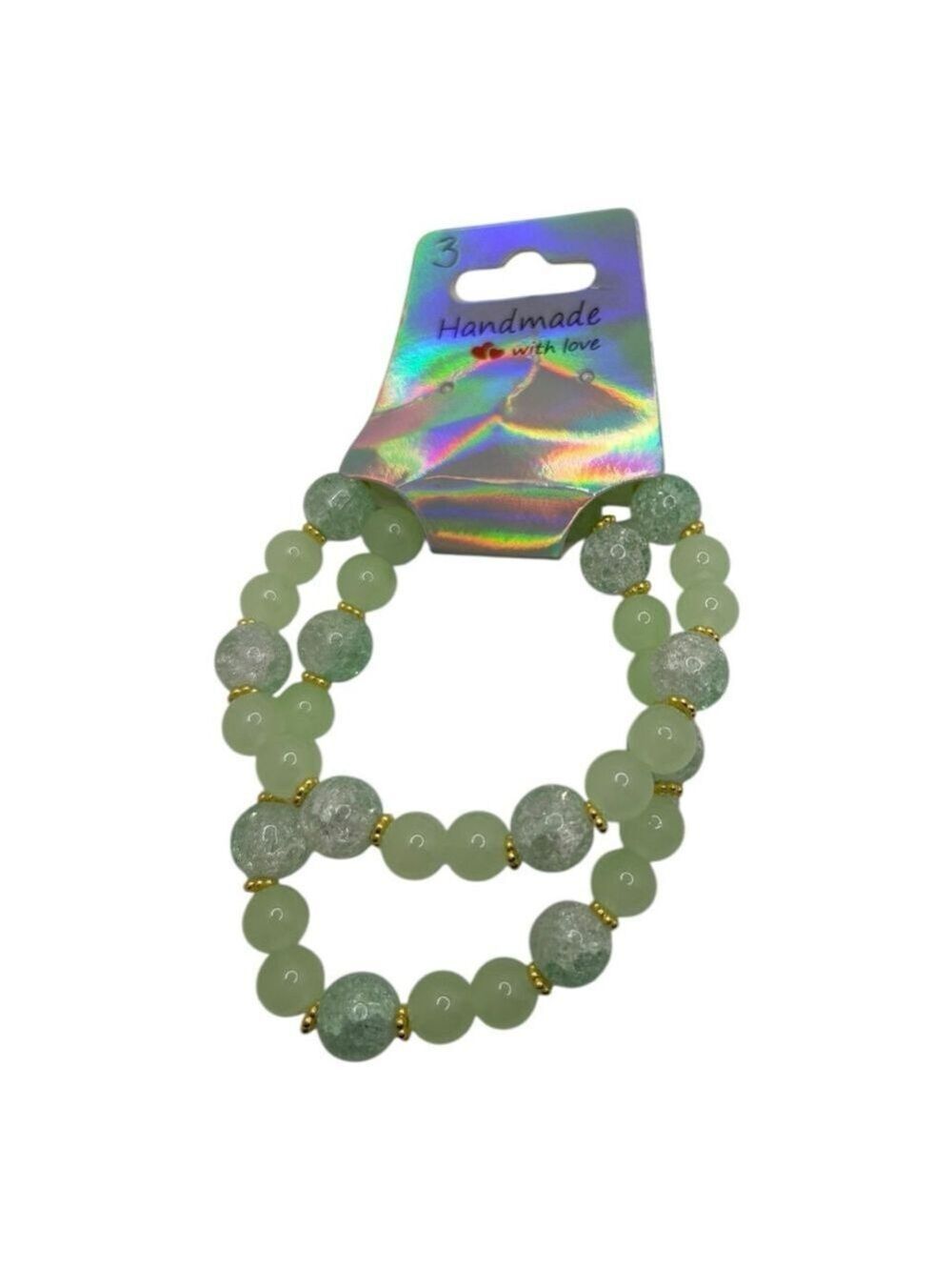 Light Green Gold Beaded Bracelets NWOT